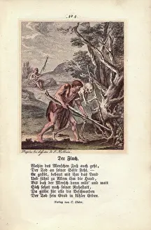Holbeins: The Curse: Adam is digging in the ground, assisted by Death