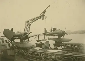 Curtiss Model 96 SC-1 Seahawks aboard a US battleship