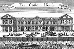 1660: The Custom House, London. Engraving by John
