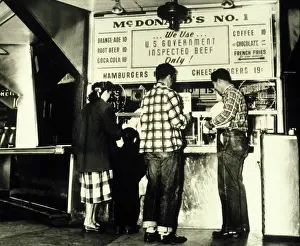 Hamburgers: Customers at the McDonalds hamburger restaurant ?