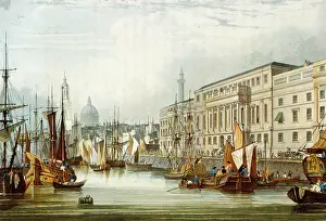 Frontage: The Customs House – from the river Thames