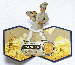 Langs: Cutout advertisement, Granola digestive biscuits