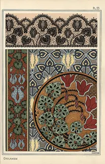 Cyclamen: Cyclamen persicum motif in patterns for lace