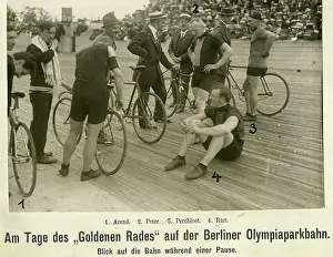 Pastime: Cyclists during a break on the Olympic track, 1912