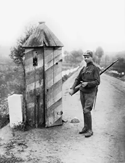 Duchy: Czech border post on the German-Czech border, 1919