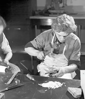 Shoemaking: Czechoslovakia, Prague 1947. Young man learns