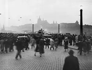 Protestation: Czechs protest against the German policy during the Sudeten