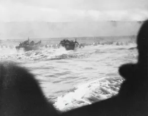 Landings: D-Day - Coastguard landing barges under heavy fire