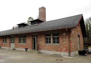 Extermination: Dachau Concentration Camp. Crematoria building. Germany