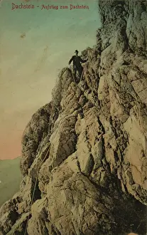 Stengel: Dachstein Mountains. Dachstein with climber