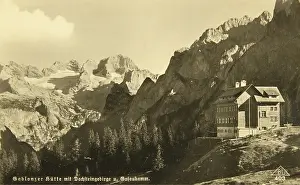Lenz: Dachstein Mountains. Gablonzerhutte with Dachstein