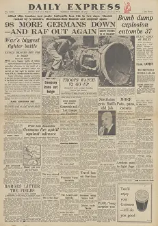 Saarbrucken: Daily Express front page Air battles over Germany