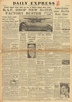 Dowding: Daily Express front page US Air Force bomb Berlin