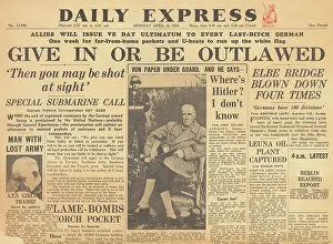 Tolbukhin: Daily Express front page Allied ultimatum to surrender