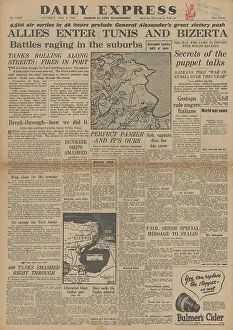 Daily Express front page Allies capture Tunis & Bizerte