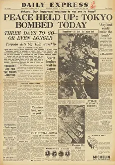 Superfortress: Daily Express front page Atom bomb on Hiroshima