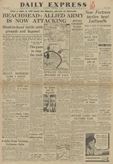 Liri: Daily Express front page Battle for Anzio beachhead