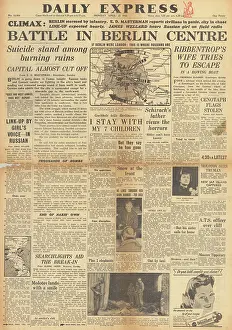 Belsen: Daily Express front page Battle for Berlin
