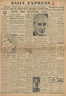 Sherbrooke: Daily Express front page Battle for the Caucasus