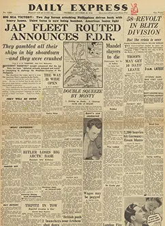 Leyte: Daily Express front page Battle of Leyte Gulf