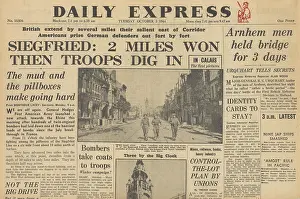 Urquhart: Daily Express front page Battle on Siegfried Line