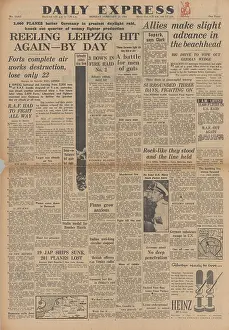Liri: Daily Express front page Bombing of Leipzig