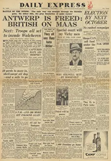 Stilwell: Daily Express front page British Army on the River Maas
