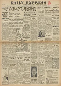 Kupiansk: Daily Express front page Eighth Army in Tripoli