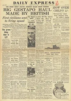 Gestapo: Daily Express front page Gestapo men arrested