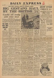Gestapo: Daily Express front page Gestapo men arrested