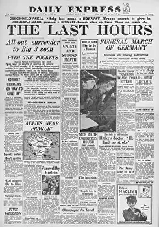 Donitz: Daily Express front page Last hours of war in Europe