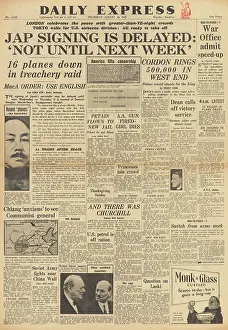 Shek: Daily Express front page Japanese surrender signing delay