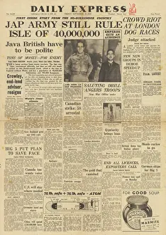 Batavia: Daily Express front page MacArthur meets Hirohito