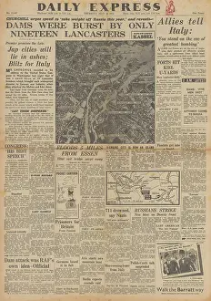 Chastise: Daily Express front page RAF Dambuster raids