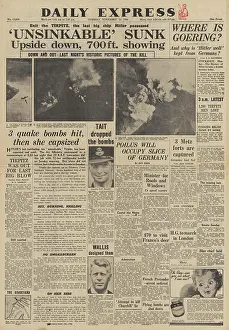 Tromso: Daily Express front page RAF sink the Tirpitz