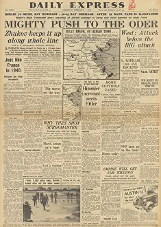 Karkhov: Daily Express front page Red Army advance on Oder