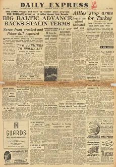Karkhov: Daily Express front page Red Army advance on Pskov