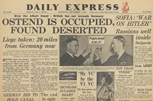 Ostende: Daily Express front page Red Army in Bulgaria