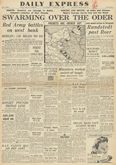 Posen: Daily Express front page Red Army cross the Oder