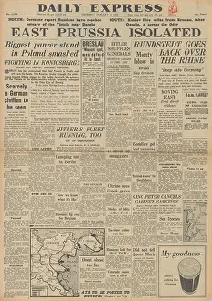 Posen: Daily Express front page Red Army isolate East Prussia