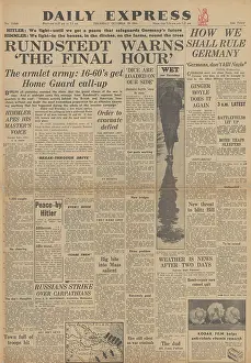 Rundstedt: Daily Express front page Runstedt warns of Final Hour