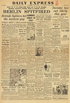Ferrara: Daily Express front page Spitfires attack Berlin