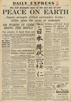 Superfortress: Daily Express front page Surrender of Japan