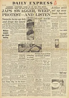 Stopford: Daily Express front page Surrender talks in Burma