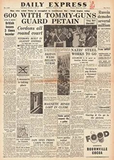 Reynaud: Daily Express front page Trial of Marshal Petain