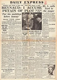 Reynaud: Daily Express front page Trial of Marshal Petain
