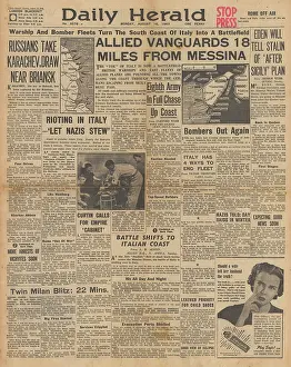 Catania: Daily Herald front page Battle for Sicily