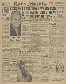 Kupiansk: Daily Herald front page Eighth Army in Tripoli