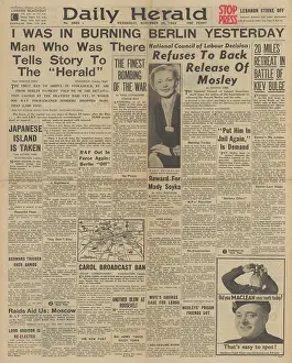 Mady: Daily Herald front page RAF bomb Berlin