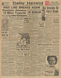 Volturno: Daily Herald front page Red Army advances on Eastern Front